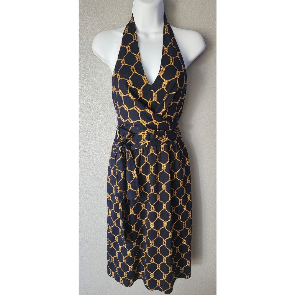 J. Mclaughlin Rope Print Tie Waist Halter Dress